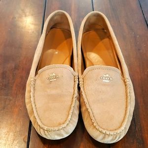 COACH Tan Suede Driving Loafers - Womens 9